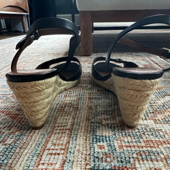 Cole Haan Black Espadrille Wedge Sandals - Picture 4 of 12
